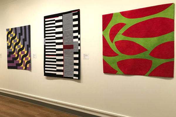 Installation image Quilts=Art=Quilts 2019 Jeanne Treleaven, Hope Wilmarth and Brenda Gael Smith
